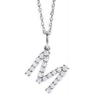 14K Rose Gold 1/3 CTW Diamond Initial M 16-18" Necklace. 688970:LG677:P