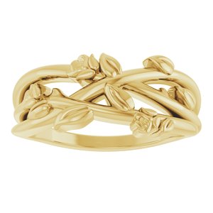 14K Yellow Gold Floral Criss-Cross Ring. 57870:101:P