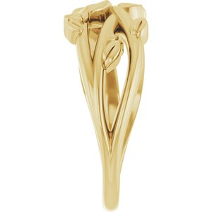 14K Yellow Gold Floral Criss-Cross Ring. 57870:101:P
