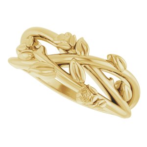14K Yellow Gold Floral Criss-Cross Ring. 57870:101:P