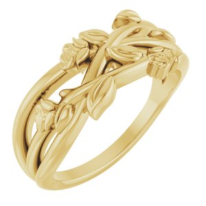 14K Yellow Gold Floral Criss-Cross Ring. 57870:101:P