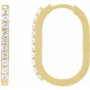14K Yellow Gold Natural White Sapphire 20 mm Hoop Earrings. 88245:107:P
