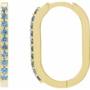 14K Yellow Gold Natural London Blue Topaz 20 mm Hoop Earrings. 88245:117:P