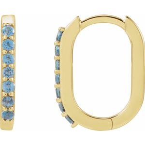 14K Yellow Gold Natural London Blue Topaz 14 mm Hoop Earrings. 88245:146:P