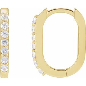 14K Yellow Gold Natural White Sapphire 14 mm Hoop Earrings. 88245:157:P