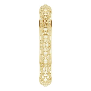 14K Yellow Gold 3.6 mm Floral Half Round Band. 57857:109:P