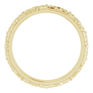 14K Yellow Gold 3.6 mm Floral Half Round Band. 57857:109:P