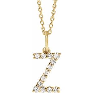 14K Yellow Gold 1/5 CTW Diamond Initial Z 16-18" Necklace. 688970:LG753:P