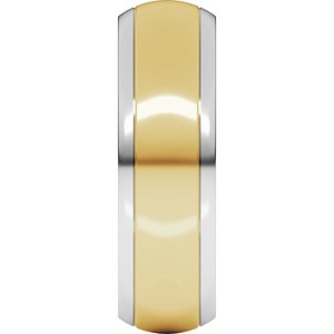 14K White/Yellow Gold 6 mm Stepped Beveled-Edge Inlay Half Round Band. 57855:465:P