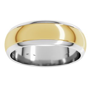 14K White/Yellow Gold 6 mm Stepped Beveled-Edge Inlay Half Round Band. 57855:465:P