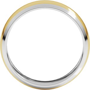 14K White/Yellow Gold 6 mm Stepped Beveled-Edge Inlay Half Round Band. 57855:465:P
