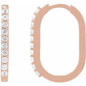 14K Rose Gold Natural White Sapphire 20 mm Hoop Earrings. 88245:108:P