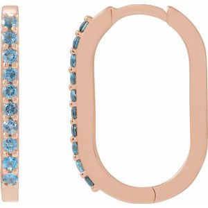 14K Rose Gold Natural London Blue Topaz 20 mm Hoop Earrings. 88245:119:P