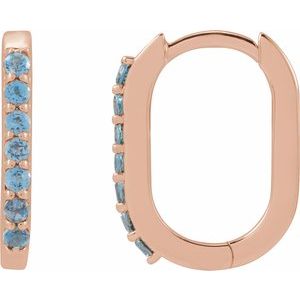 14K Rose Gold Natural London Blue Topaz 14 mm Hoop Earrings. 88245:148:P