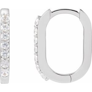 Sterling Silver Natural White Sapphire 14 mm Hoop Earrings. 88245:145:P