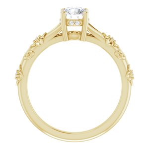 14K Yellow Gold 5.2 mm Round Hidden Halo-Style Floral Accented Engagement Ring. 126485:346:P