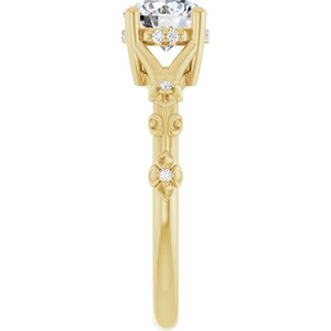14K Yellow Gold 6.5 mm Round Hidden Halo-Style Accented Engagement Ring. 126485:391:P