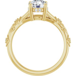14K Yellow Gold 6.5 mm Round Hidden Halo-Style Accented Engagement Ring. 126485:391:P