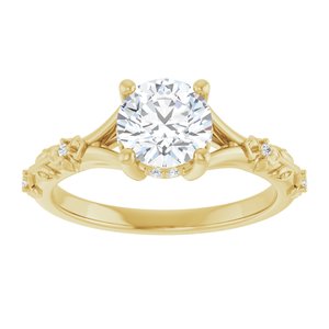 14K Yellow Gold 6.5 mm Round Hidden Halo-Style Accented Engagement Ring. 126485:391:P