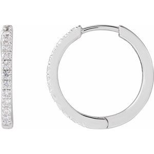 14K White Gold 1/3 CTW Diamond 16.3 mm Hoop Earrings. 653726:LG614:P