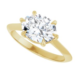 14K Yellow Gold 9x7 mm Oval Solitaire Engagement Ring. 126449:511:P