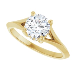 14K Yellow Gold 6.5 mm Round Hidden Halo-Style Engagement Ring. 126443:196:P