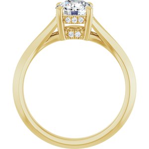 14K Yellow Gold 6.5 mm Round Hidden Halo-Style Engagement Ring. 126443:196:P