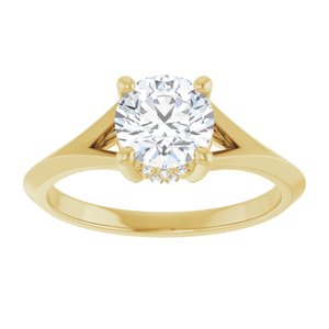 14K Yellow Gold 6.5 mm Round Hidden Halo-Style Engagement Ring. 126443:196:P