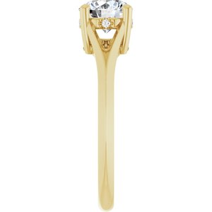 14K Yellow Gold 6.5 mm Round Hidden Halo-Style Engagement Ring. 126443:196:P