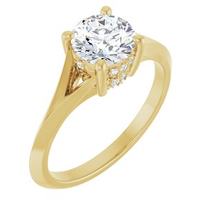 14K Yellow Gold 6.5 mm Round Hidden Halo-Style Engagement Ring. 126443:196:P