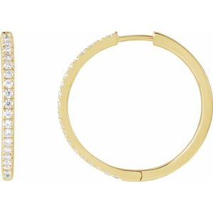 14K Yellow Gold 1/2 CTW Diamond 22.9 mm Hoop Earrings. 653726:LG616:P