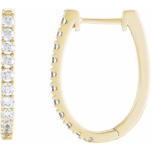 14K Yellow Gold 3/4 CTW Diamond Hoop Earrings. 688992:LG609:P