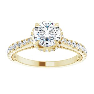 14K Yellow Gold 6.5 mm Round 3/8 CTW Diamond Hidden Halo-Style Accented Engagement Ring. 688997:104:P