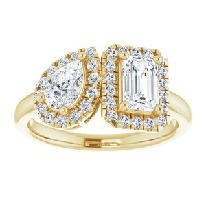 14K Yellow Gold Two-Stone Halo-Style Engagement Ring. 688996:100:P