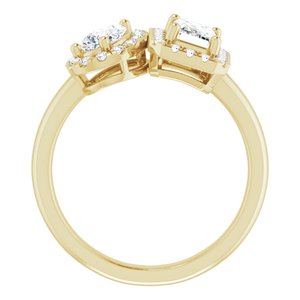 14K Yellow Gold Two-Stone Halo-Style Engagement Ring. 688996:100:P