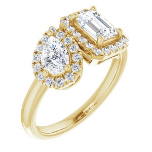 14K Yellow Gold Two-Stone Halo-Style Engagement Ring. 688996:100:P