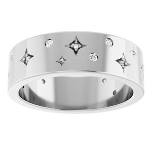10K White Gold 1/8 CTW Natural Diamond Star Band
