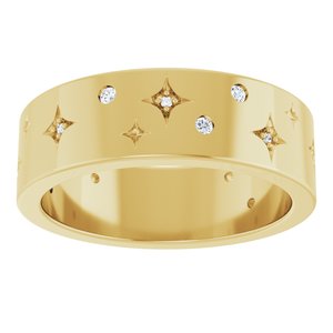 14K Yellow Gold 1/8 CTW Diamond Star Band. 126439:107:P