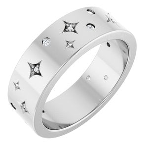 10K White Gold 1/8 CTW Natural Diamond Star Band