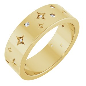 14K Yellow Gold 1/8 CTW Diamond Star Band. 126439:107:P