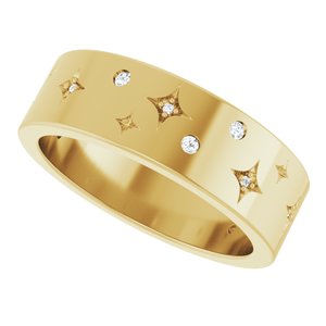 14K Yellow Gold 1/8 CTW Diamond Star Band. 126439:107:P