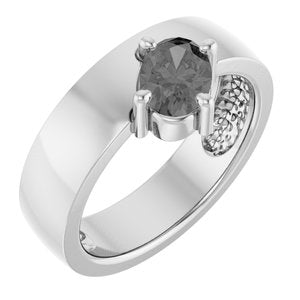 14K White Gold Natural Gray Spinel Asymmetric Solitaire Ring. 72391:107:P
