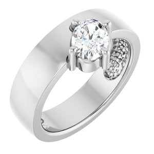14K White Gold Natural White Sapphire Asymmetric Solitaire Ring. 72391:118:P