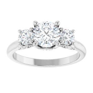 14K White Gold 6.5 mm Round 1/2 CTW Diamond Three-Stone Engagement Ring. 126567:109:P