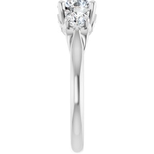 14K White Gold 6.5 mm Round 1/2 CTW Diamond Three-Stone Engagement Ring. 126567:109:P