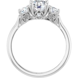 14K White Gold 6.5 mm Round 1/2 CTW Diamond Three-Stone Engagement Ring. 126567:109:P