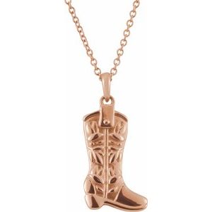 14K Rose Gold Cowboy Boot 16-18" Necklace. 88465:109:P