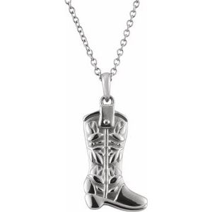 Sterling Silver Cowboy Boot 16-18" Necklace. 88465:108:P
