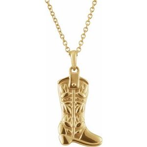 14K Yellow Gold Cowboy Boot 16-18" Necklace. 88465:106:P