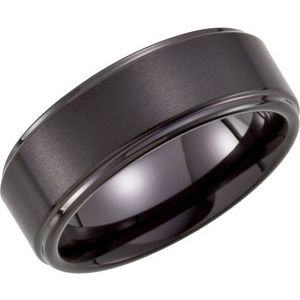 Black PVD Tungsten 8 mm Stepped-Edge Comfort-Fit Men's Band. TAR252B:106:P